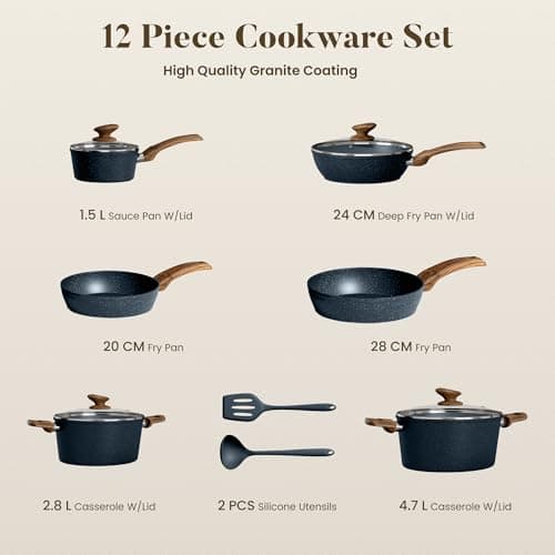 Kitchen Academy Induction Hob Pans Set -12PCS Pots and Pans Set Non-Stick — view 6