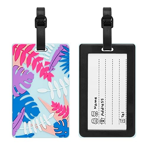ZOUIQSS Luggage Tags Pack of Two,Baggage Tags Suitcase ID Labels Business Card Holder/Travel ID Bag Tag(Foliage) — view 2