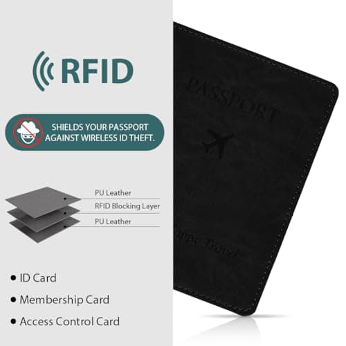 OFFCUP Passport Holder Cover, PU Leather RFID Blocking Passport Cover — view 4