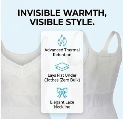 Ladies Thermal Vest with Lace - Soft & Comfortable Thermal Underwear — view 3