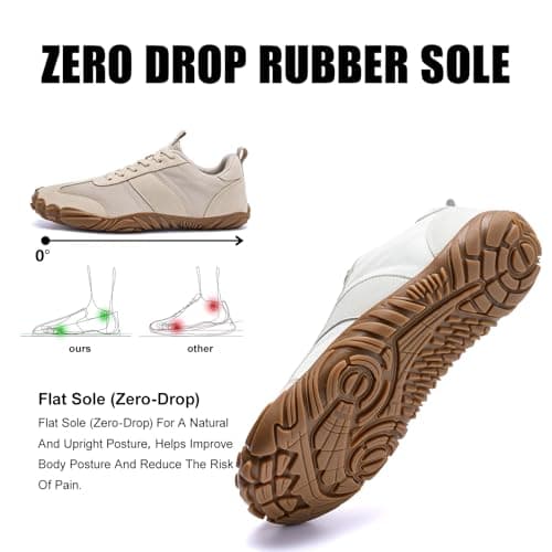 RUFONE Barefoot Hiking Shoes for Women and Men – Minimalist Trail & Walking Sneakers, Spacious Toe Box, Non-Slip, Khaki, 7 Women/5 Men — view 4