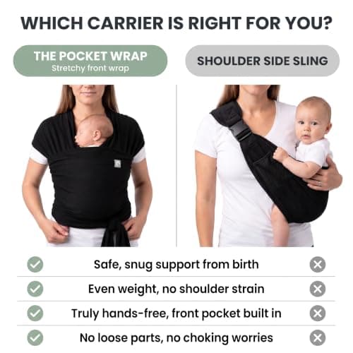 Trekki Pocket Wrap™ Baby Sling Carrier, Newborn to Toddler, Black — view 4