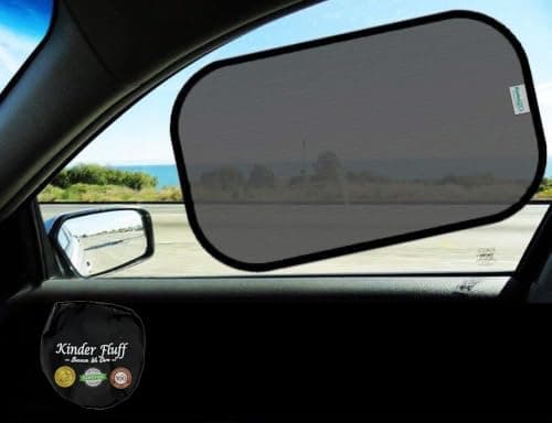 Car Window Shades - Certified 99.79% UVA & 99.95% UVB Sun Protection. Award Winning car Sun Shade for Side Windows. 4 Pack Transparent Shades 22" x 14" - Car Accessories Interior by Kinder Fluff