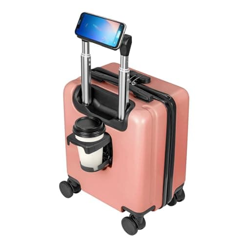 SUNNYNEST 14 Inch Cabin Suitcase Built in Lock with 360°Rubber Pink