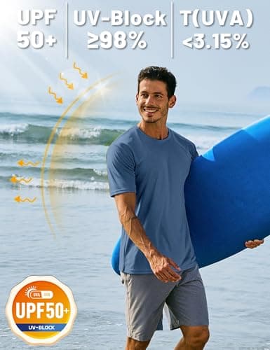 TACVASEN Sun Protection Tshirts for Men Quick Dry Swim Shirt Gym Workout Training Hiking Casual Tops Blue Grey,XL — view 3