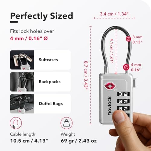NovLock Suitcase Locks, TSA Approved Luggage Locks, 4-Digit Travel Padlocks — view 2