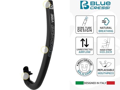 Cressi since 1946 - Nautilus Combo - Force Mask Separate Polycarbonate Lenses + Vibe Snorkel TPR Tube Silicone Mouthpiece Ideal Snorkeling and Surface Swimming - Acquamarine - One Size - Adult — view 4