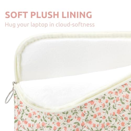 Puffy Laptop Sleeve 13 Inch Cute Floral Laptop Case Soft Quilted Computer Sleeve Protective Cover for MacBook, iPad, Notebook, Chromebook — view 3