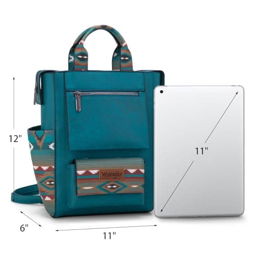 Montana West Wrangler Aztec Backpack Purse for Women Back Zip Anti Theft Convertible Backpack with Adjustable Strap, Turquoise, S, Daypack Backpacks — view 3
