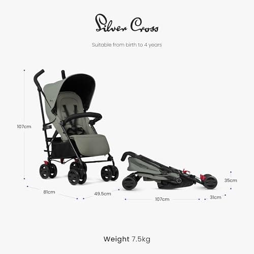 Silver Cross - Pop Pushchair - Foldable Travel Stroller - Buggy - Adjustable/Lie Flat Seat - Newborn to 4 Years - Sage — view 4