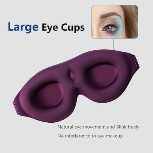 ALASKA BEAR Memory Foam Sleep Mask, Contoured 3D Eye Cups, Purple — view 4