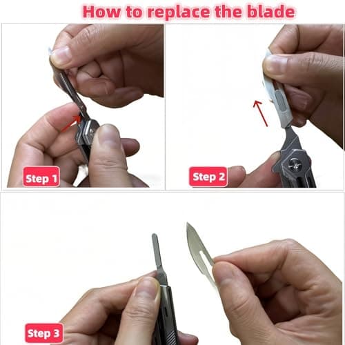 Multi Folding Pocket Box Opener Craft Tool, Multitool EDC Pocket Tool with 10 Replaceable, EDC Gadgets for Craft DIY Outdoor Camping Hiking Unpacking, Lightweight Portable Daily Use and Gift, Silver 2 — view 5