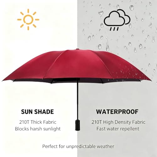 ACEIken Umbrella Reverse Close Folding Windproof for Travel,106cm Burgundy — view 3