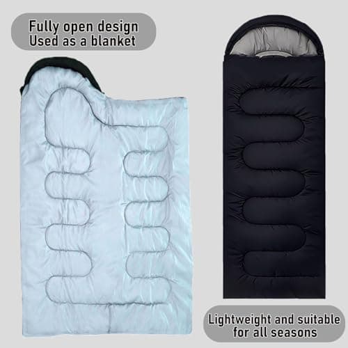 Sleeping Bag for Adults & Kids, 3‑4 Season Cold Weather, Portable Lightweight with Carry Bag, Perfect for Camping, Hiking, Backpacking & Festival Trips (Black) — view 6