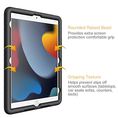 FINTIE Case Compatible with iPad 9th Generation (2021)/iPad 8th Generation (2020)/iPad 7th Gen (2019) 10.2 Inch - [All Corner Protection ] Shockproof Silicone Cover, Black — view 3