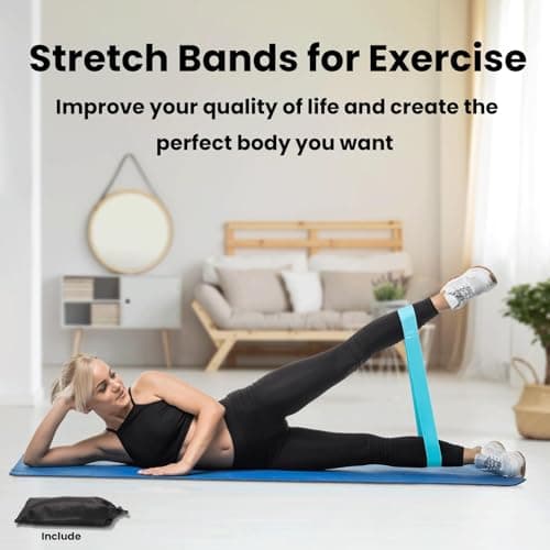 Resistance Bands, Set of 5 Skin-Friendly Exercise Band for Women & Men,Blue — view 6