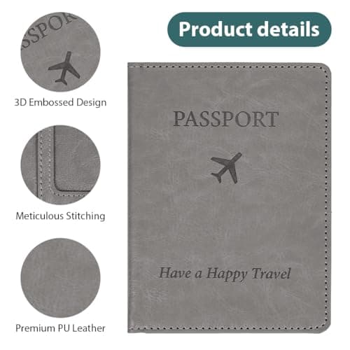 OFFCUP Passport Holder Cover, PU Leather RFID Blocking Passport Cover — view 3