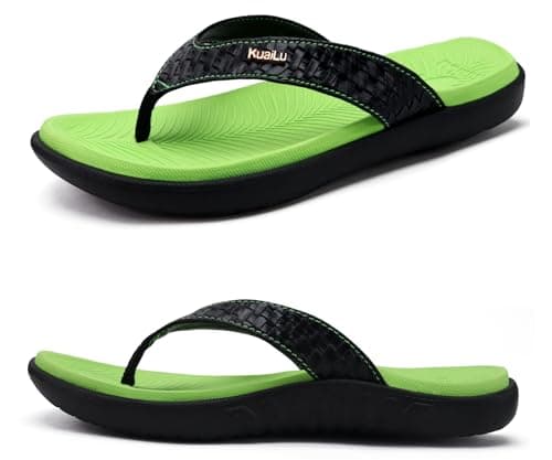 KuaiLu Flip Flops For Women Arch Support Yoga Mat Cushioned Thong Sandals