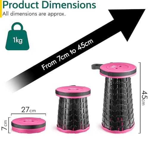 Trail Telescopic Stool, Adjustable 7cm–45cm, Pink — view 2