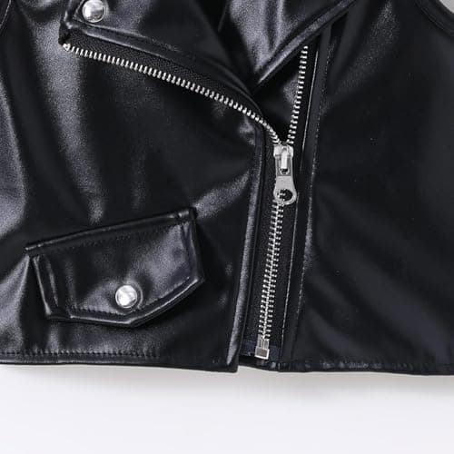 TTHVYE Kids Faux Leather Gilets Boys Girls Casual Jackets Zip Up Coats with Pockets Solid Color Waistcoat Athletic Walking Travel Outerwear Children Windproof Winter Tops Age 1-13 Years — view 4