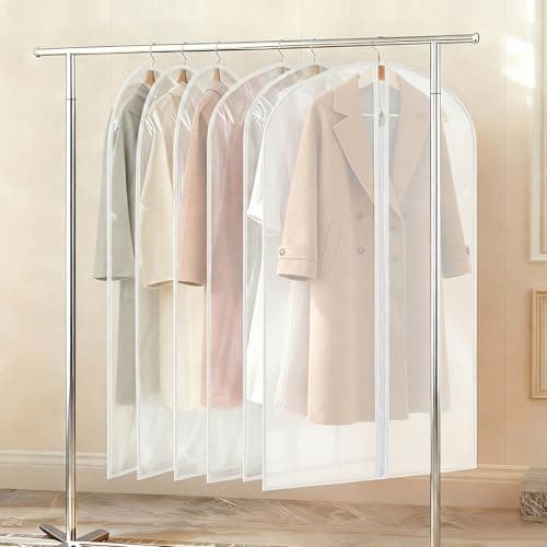 12 Pack Garment Bags, 47in PEVA Suit Bags Clothes Covers, White Edge — view 4