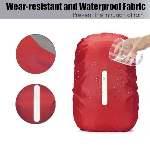 LICQIC Waterproof Rain Cover for Backpack, XL(60-70L), Red — view 4