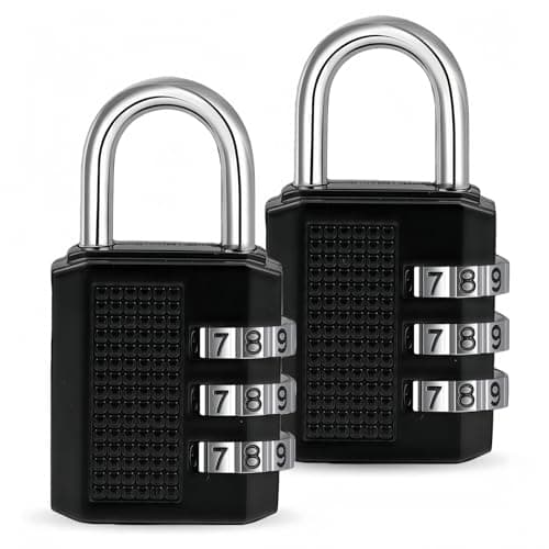 JIAGUAN 2 Pack 3 Digit Combination Padlocks For Storage School Backpack Locker Tool Box Luggage Locks Black