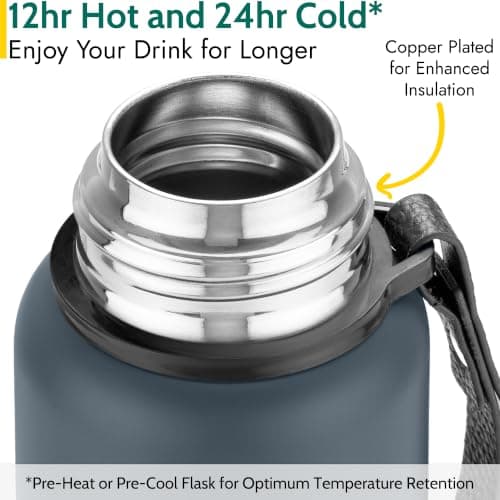Trail Vacuum Flask with Strap, Camping & Travel, 600ml, Dark Grey — view 4