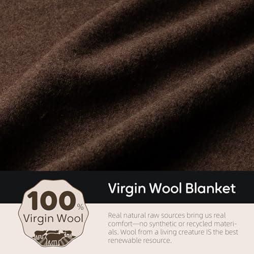 Molithe 100% Wool Blanket, 62" x 86", Warm, Thick, Washable, Military Wool Blanket, Great for Camping, Outdoors, Sporting Events, Survival Kits, Brown — view 3