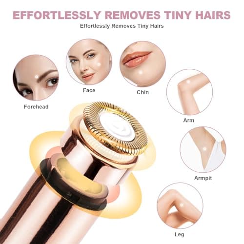 URAQT Facial Hair Remover for Women, Painless Face Hair Trimmer, Rechargeable Mini Epilator Lady Shaver Portable Electric Razor for Lips Face Body Peach Fuzz, Bright Red — view 5