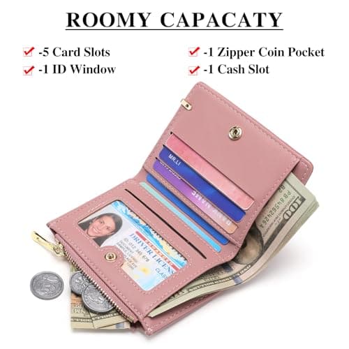 FALAN MULE Small Wallet for Women RFID Blocking Purse for Women Bifold Card Holder Small Purse with Zipper Coin Pocket Women's Wallets for Cash, Cion, Card, Bill — view 3