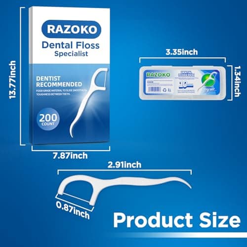 Dental Floss Picks 200 Count,2-in-1 Disposable Flossers with 2 Travel Cases — view 2
