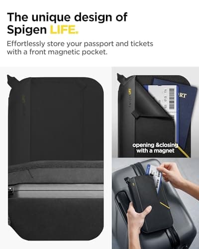 Spigen Life KD500 Klasden Passport pouch case with RFID blocking and SIM card pin Travel organizer for family Passport cover holder for men and women - Black — view 2