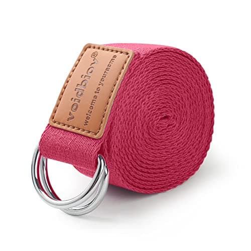 voidbiov D-Ring Buckle Yoga Strap 1.85 or 2.5M, Durable Cotton Adjustable Belt Perfect for Holding Poses, Improving Flexibility and Physical Therapy Rose