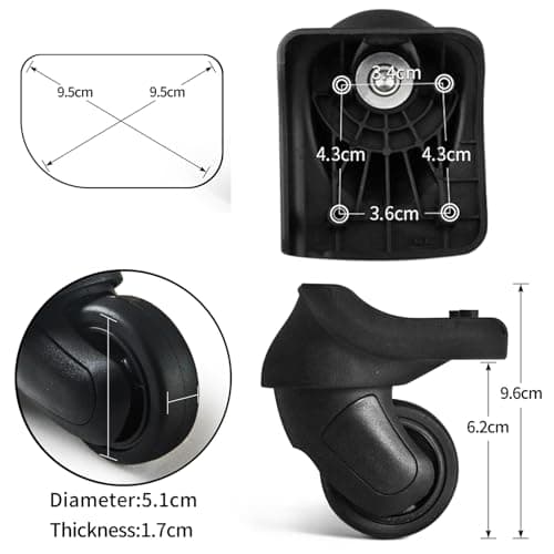 GUGULUZA 1 Pair Luggage Wheel Replacement Spare Spinner Caster for Suitcase Wheel Repair GW198 — view 3