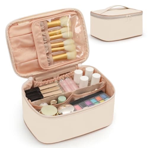 Travel Makeup Bag Portable Cosmetic Bag with Makeup Brushes Organiser Cream