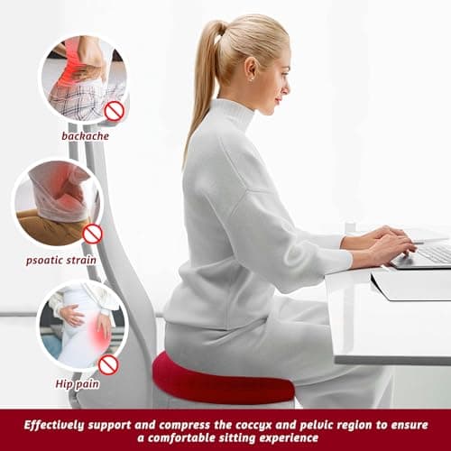 Griwuut Inflatable Donut Cushion 40cm with Hand Pump, Soft Ring Seat Pad for Pressure Relief While Sitting or Lying, Travel Air Pillow for Chair, Car, Home or Neck Support (Red) — view 4