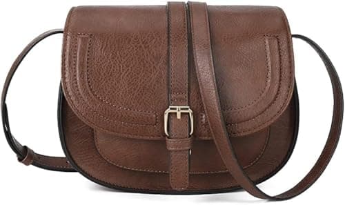 AFKOMST Women’s Crossbody Bag, Small Faux Leather Shoulder Bag for Women, Vintage Saddle Handbag with Adjustable Strap, Ladies Cross Body Bag for Everyday Use