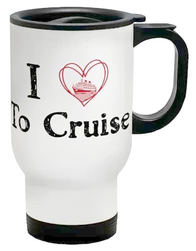 Shopagift I Love to Cruise Travel Mug Vacation Ships Cruising Sea Stainless Steel 14oz Cup