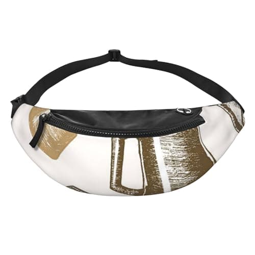 Pattern with Glass Bottle Corkscrew Print Bum Bag, Waist Fanny Packs with Headphone Jack and Adjustable Belt Cross Body Bumbags for Travel Running Jogging Workout Hiking — view 2
