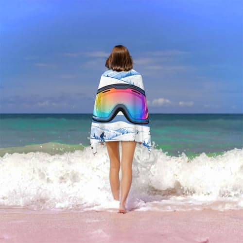 Leichong 3D Ski Goggles Beach Towel Microfiber Soft Quick Dry for Adults, Sport Bath Towel Lightweight Soft Absorbent for Travel Swimming Pool Sports, 75 x 150 cm — view 4
