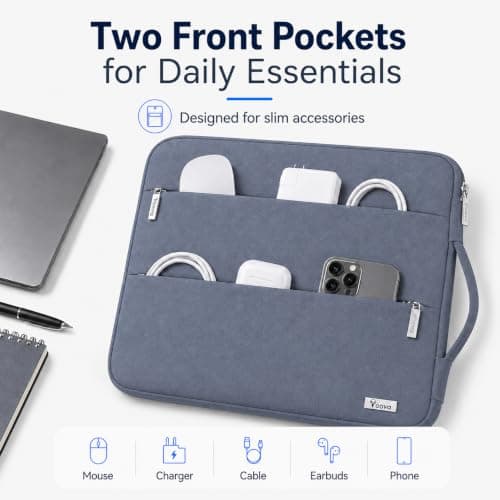 Voova Laptop Sleeve 14-15 Inch, Laptop Case for MacBook Air 15, Dark Grey — view 4