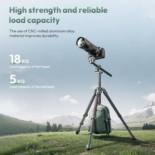 ULANZI JJ05 184 CM Carbon Fiber Camera Tripod, Overhead Travel Tripod w/Central Column and UKA Quick Release Plate for Cameras/DSLR/Projector/Camcorder, Horizontal Stand, Weight 1.56kg, Maxload 18kg — view 6