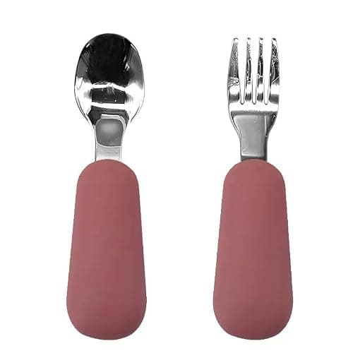 Voraytech 7 Pack Toddler Stainless Steel Utensils, Kids Silverware Set with Silicone Handle, Children Safe Spoons and Forks, Food-Grade Silicone with Storage Case - Dishwasher Safe — view 6