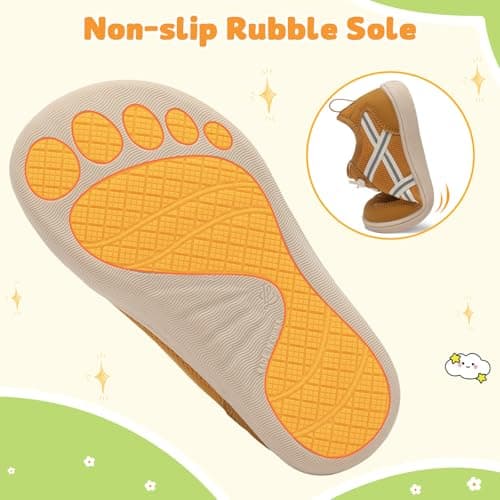 JOINFREE Toddler Walking Shoes Wide Toe Box Kids Shoes Brown — view 6
