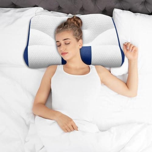 Pxcewdcx Neck Pillow for Sleeping,Cervical Cushion for Bed - Orthopedic Neck Pillow for Sleeping Night Work Back Travel Car Airplane Bedroom Home Workplace — view 3