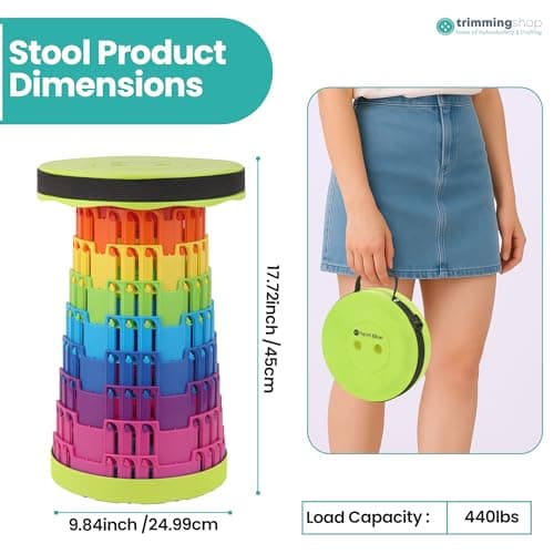 Trimming Shop Telescopic Folding Stool Portable Seat 440lbs, Rainbow Green — view 3