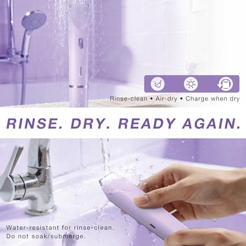 Fanovae Bikini Trimmer Women, Lady Shaver for Women, USB-C Rechargeable Electric Razor, Waterproof Bikini Line Trimmer for Underarms, Legs, Face & Sensitive Areas (Lavender) — view 6