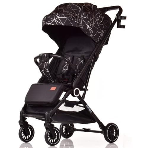 Lightweight Stroller, Baby Pushchair, Compact Travel Buggy, Up to 22kg, One Hand Foldable, Upgraded Wheels, Four Seasons Stroller, Foot Cover, Cabin Approved (Black Silver Net)
