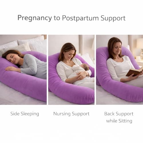 Emirates Living U-Shaped Maternity Pillow for Pregnancy – Full Body Support Pillow for Sleeping, Back, Hips & Legs – Large Pregnancy Pillow - Purple — view 6